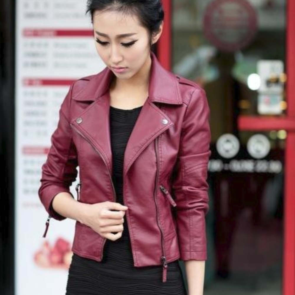 Short XL Red Faux-Leather Jacket (unworn)